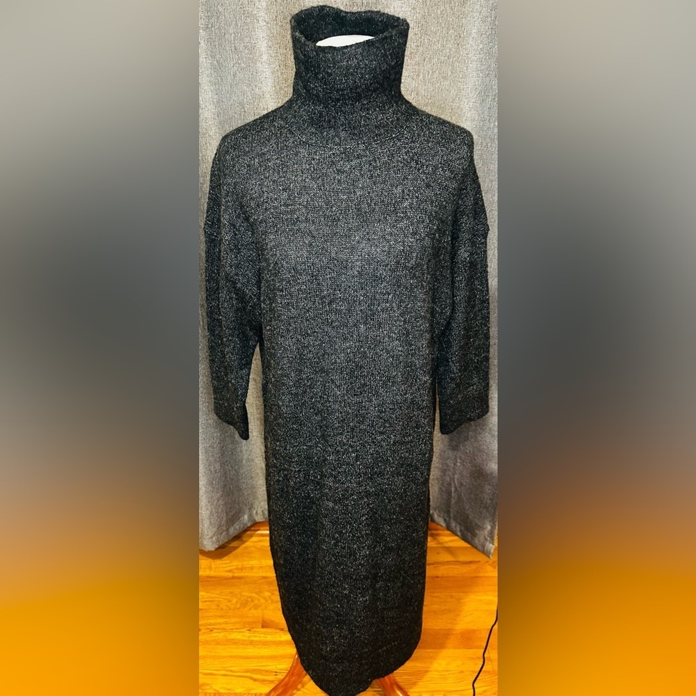 ZARA Knit Charcoal Gray Turtleneck Sweater Midi Dress | Women’s Medium - Picture 2 of 14